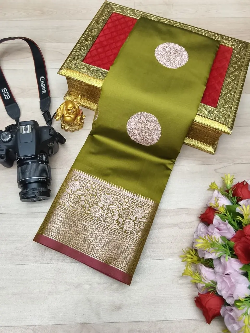 Rich Navy Blue Silver Zari Fusion Soft Silk Saree